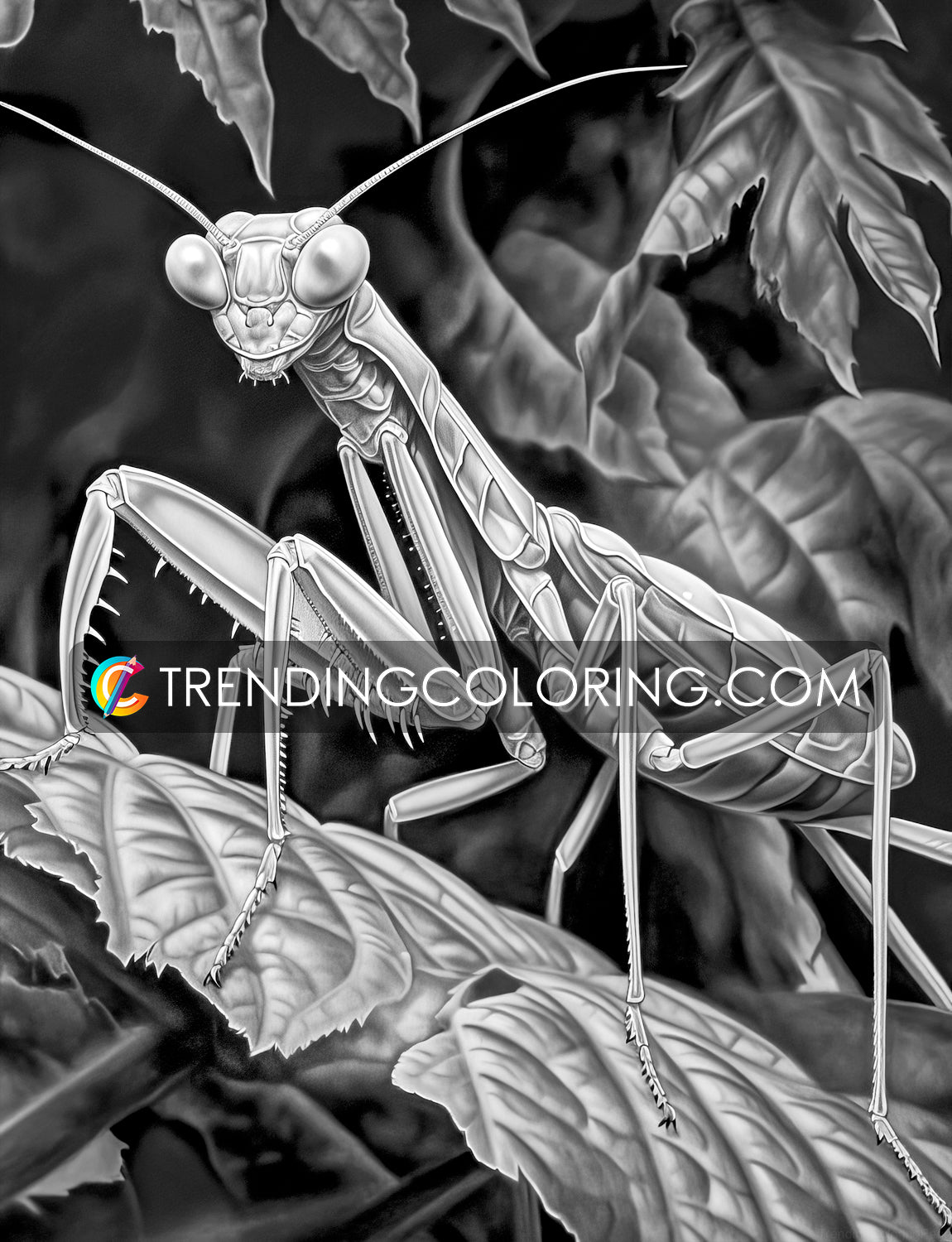 25 Insectopia Grayscale Coloring Pages - Instant Download - Printable PDF Dark/Light – preview 9