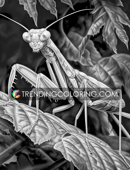 25 Insectopia Grayscale Coloring Pages - Instant Download - Printable PDF Dark/Light – preview 9