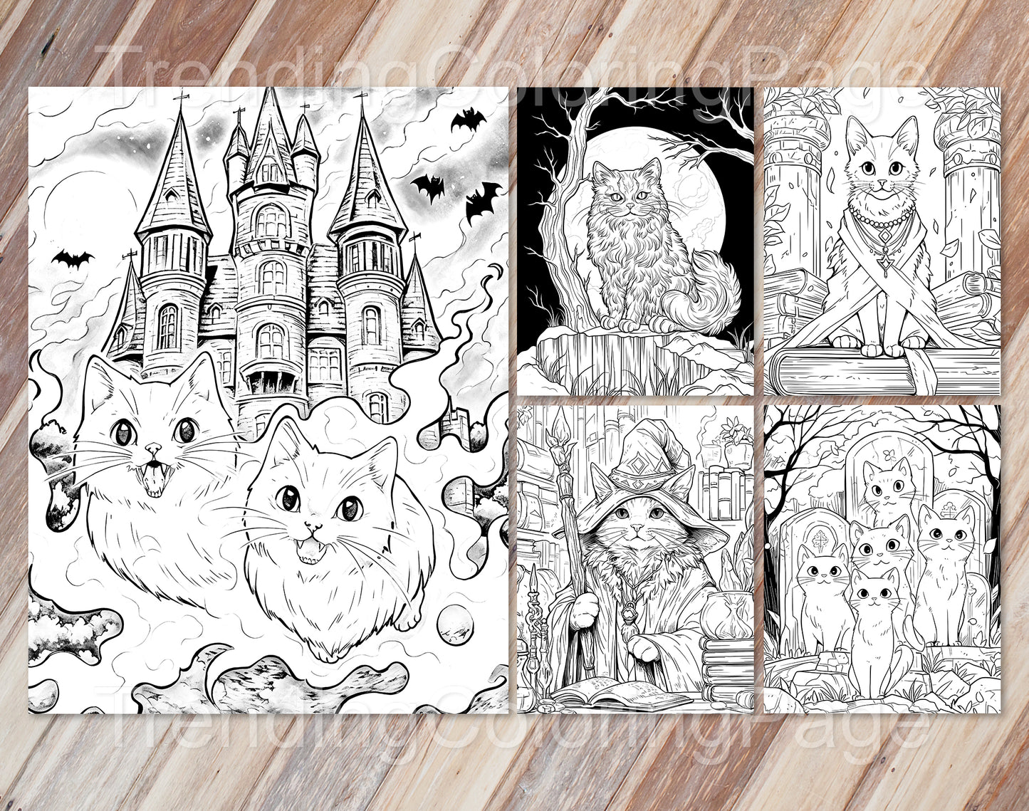 25 Meowloween Coloring Pages - Halloween Coloring - Instant Download - Printable PDF – preview 2