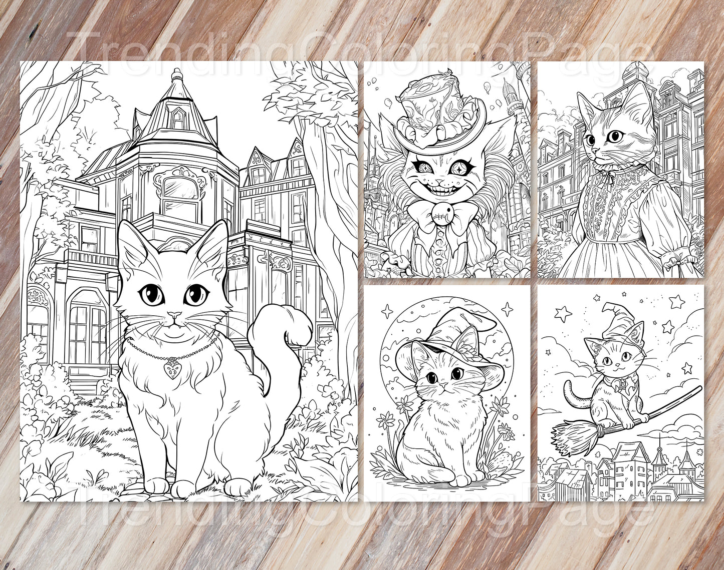 25 Meowloween Coloring Pages - Halloween Coloring - Instant Download - Printable PDF – preview 3