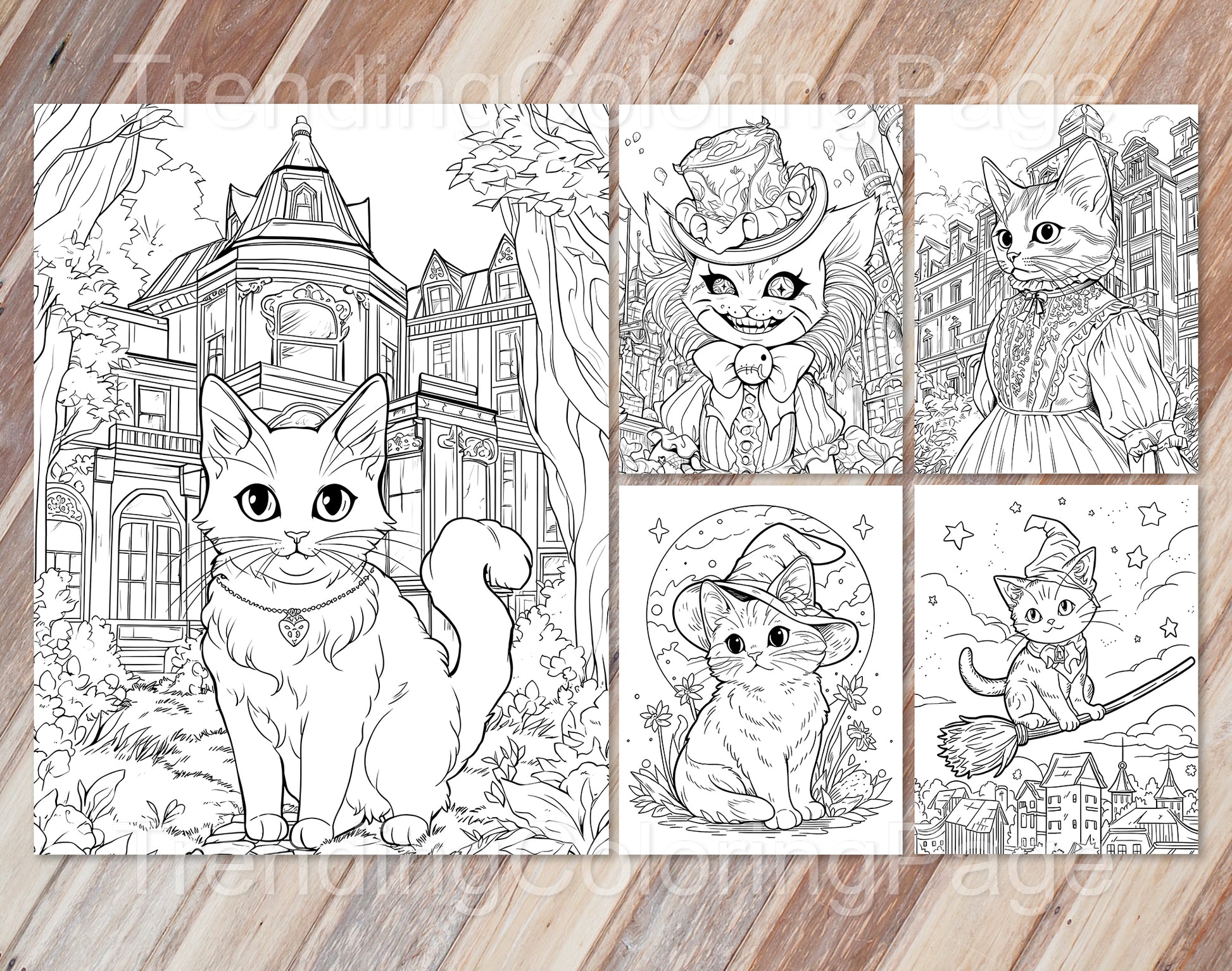25 Meowloween Coloring Pages - Halloween Coloring - Instant Download - Printable PDF – preview 3