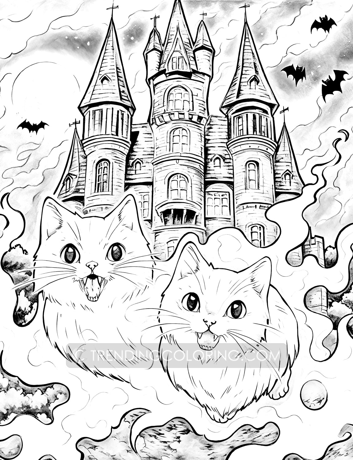 25 Meowloween Coloring Pages - Halloween Coloring - Instant Download - Printable PDF – preview 4