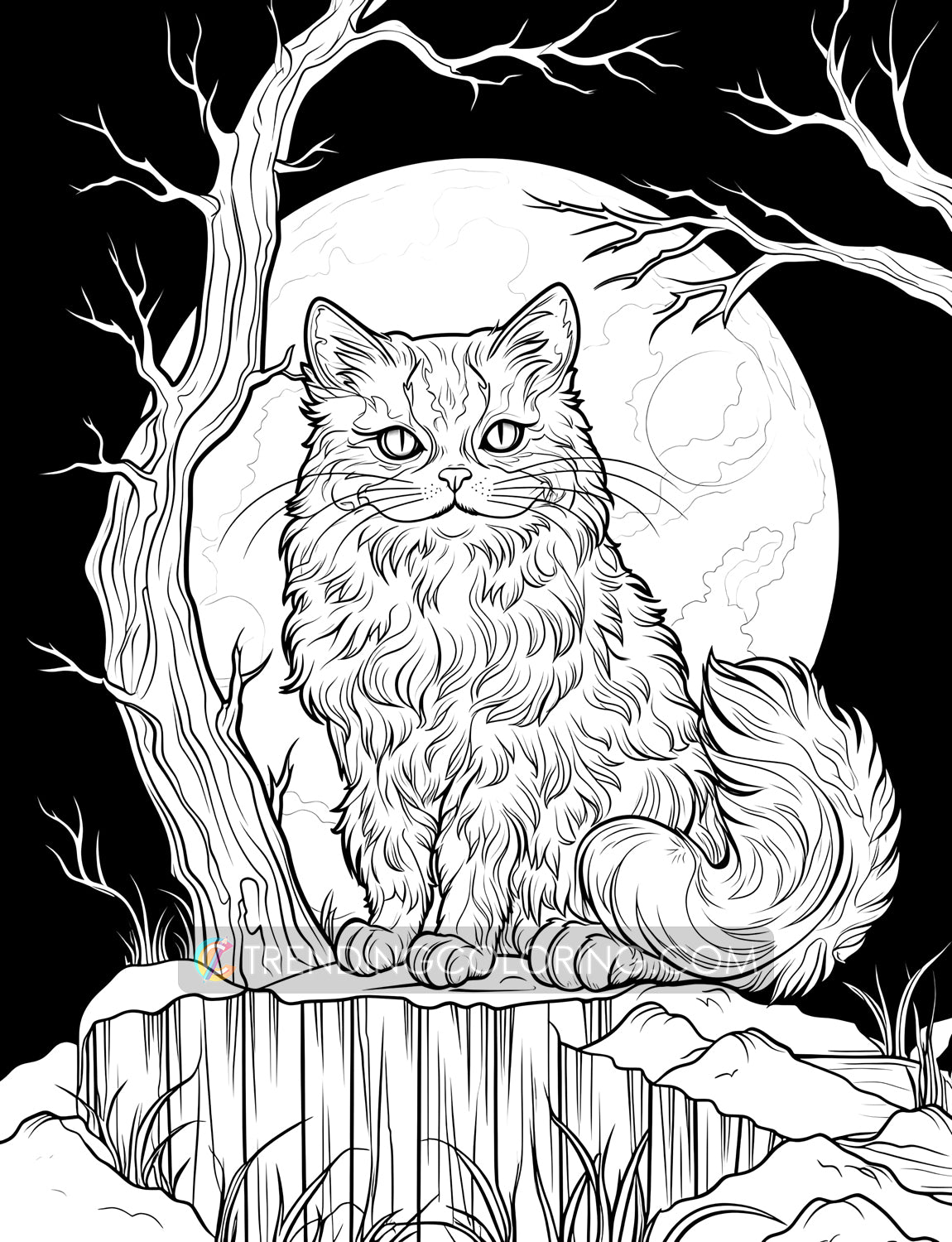 25 Meowloween Coloring Pages - Halloween Coloring - Instant Download - Printable PDF – preview 5