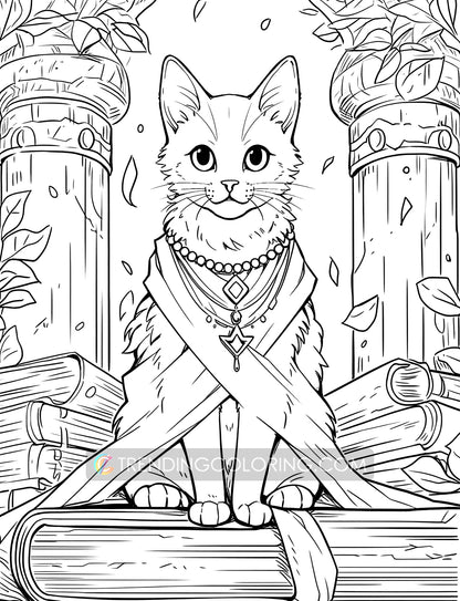 25 Meowloween Coloring Pages - Halloween Coloring - Instant Download - Printable PDF – preview 6