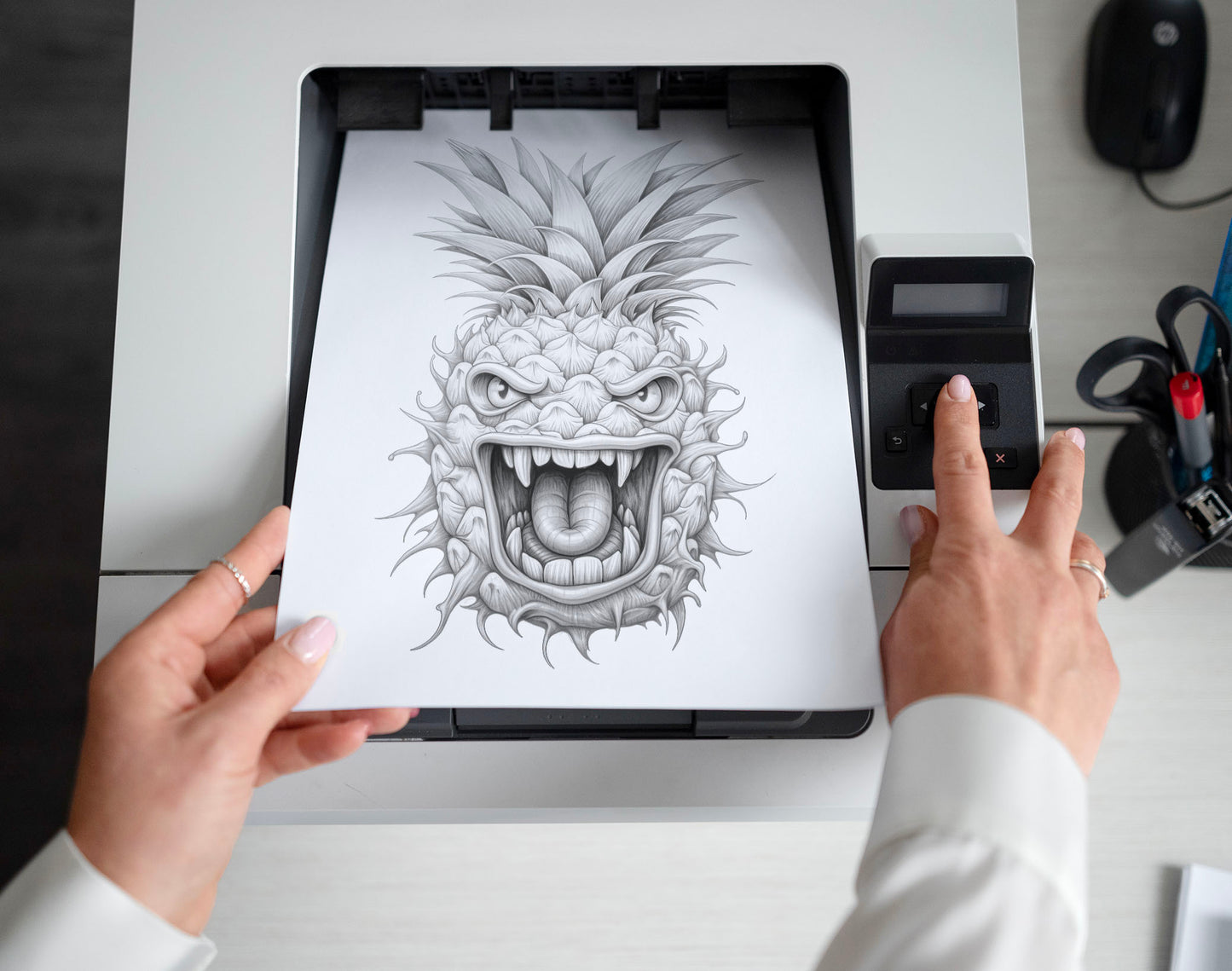25 Plant Monster Grayscale Coloring Pages - Halloween Coloring - Instant Download - Printable PDF Dark/Light – preview 2