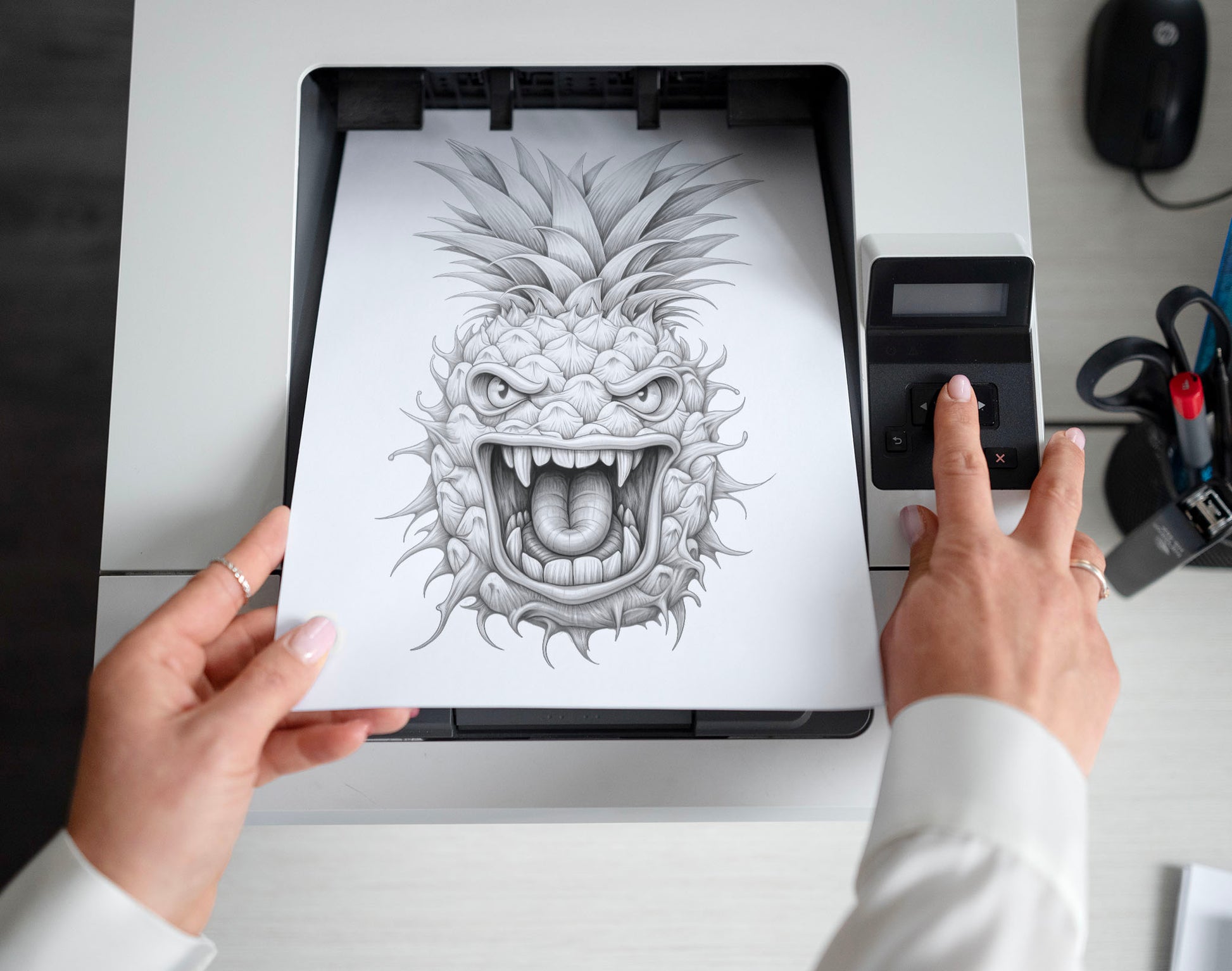 25 Plant Monster Grayscale Coloring Pages - Halloween Coloring - Instant Download - Printable PDF Dark/Light – preview 2