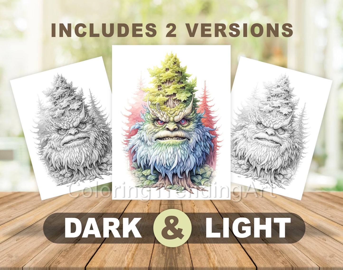 25 Plant Monster Grayscale Coloring Pages - Halloween Coloring - Instant Download - Printable PDF Dark/Light – preview 5