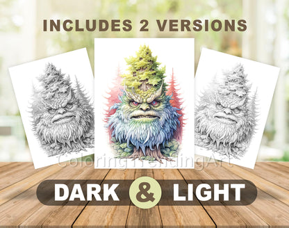 25 Plant Monster Grayscale Coloring Pages - Halloween Coloring - Instant Download - Printable PDF Dark/Light – preview 5