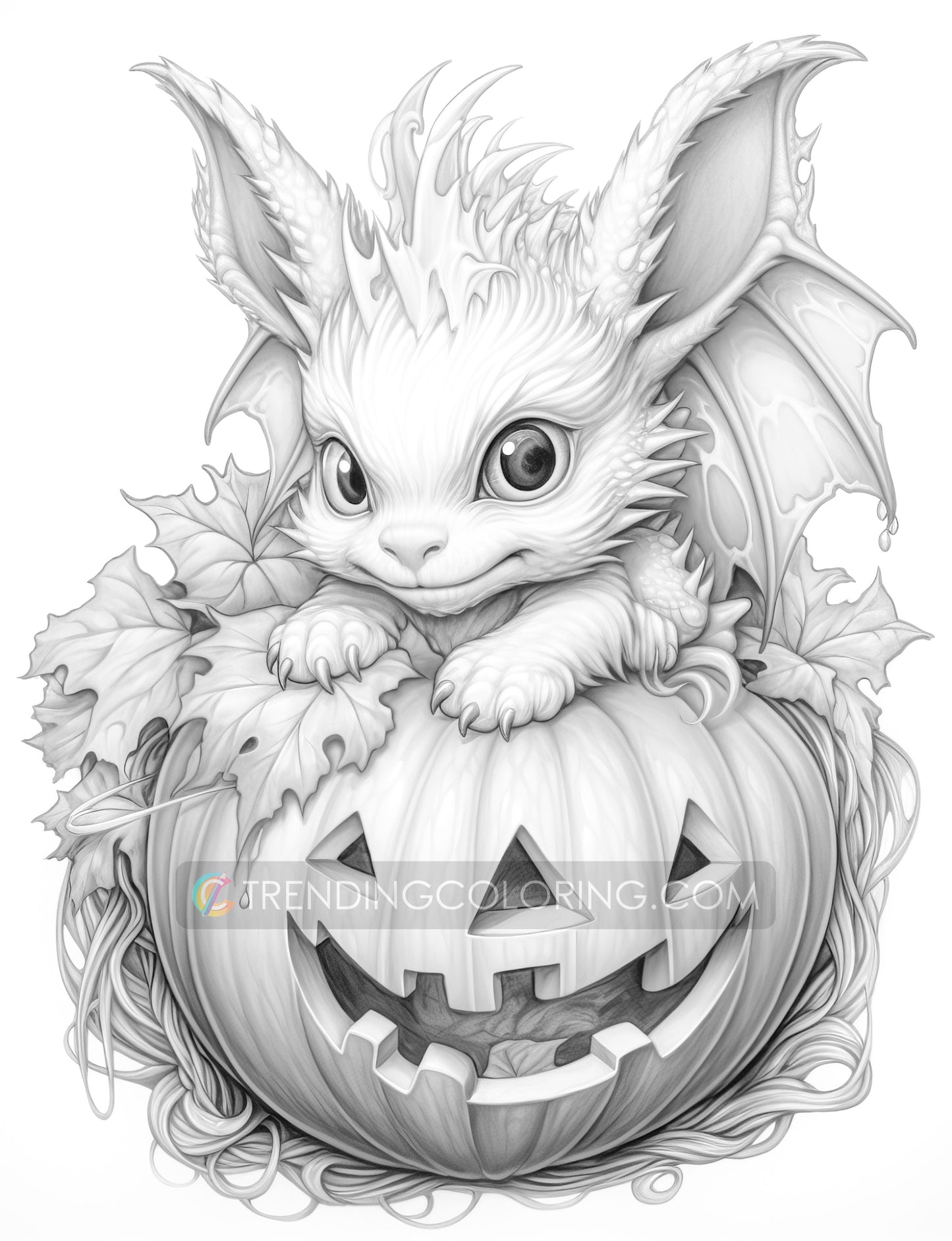 25 Pumpkin World Grayscale Coloring Pages - Instant Download - Printable PDF Dark/Light – preview 5