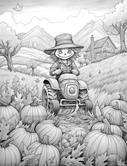 25 Scarecrow’s Adventure Grayscale Coloring Pages - Instant Download - Printable PDF Dark/Light – preview 7