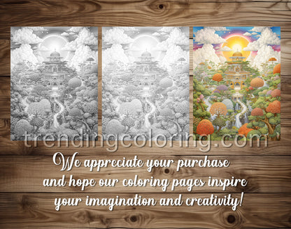 25 Sky Gardens Coloring Pages - Grayscale, Printable PDF – preview 5