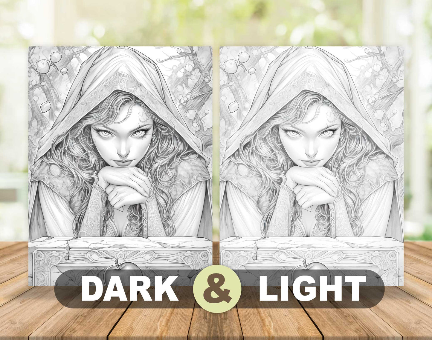 25 Villain Beauty Grayscale Coloring Pages - Instant Download - Printable PDF Dark/Light – preview 7