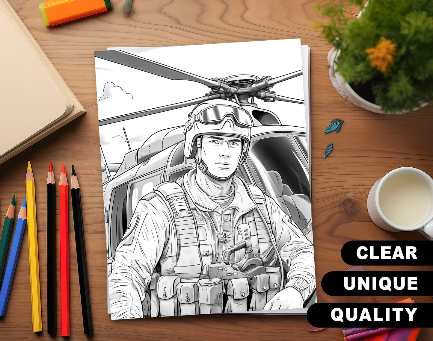 50 Soldier On The Battlefield Coloring Pages - Instant Download - Printable PDF