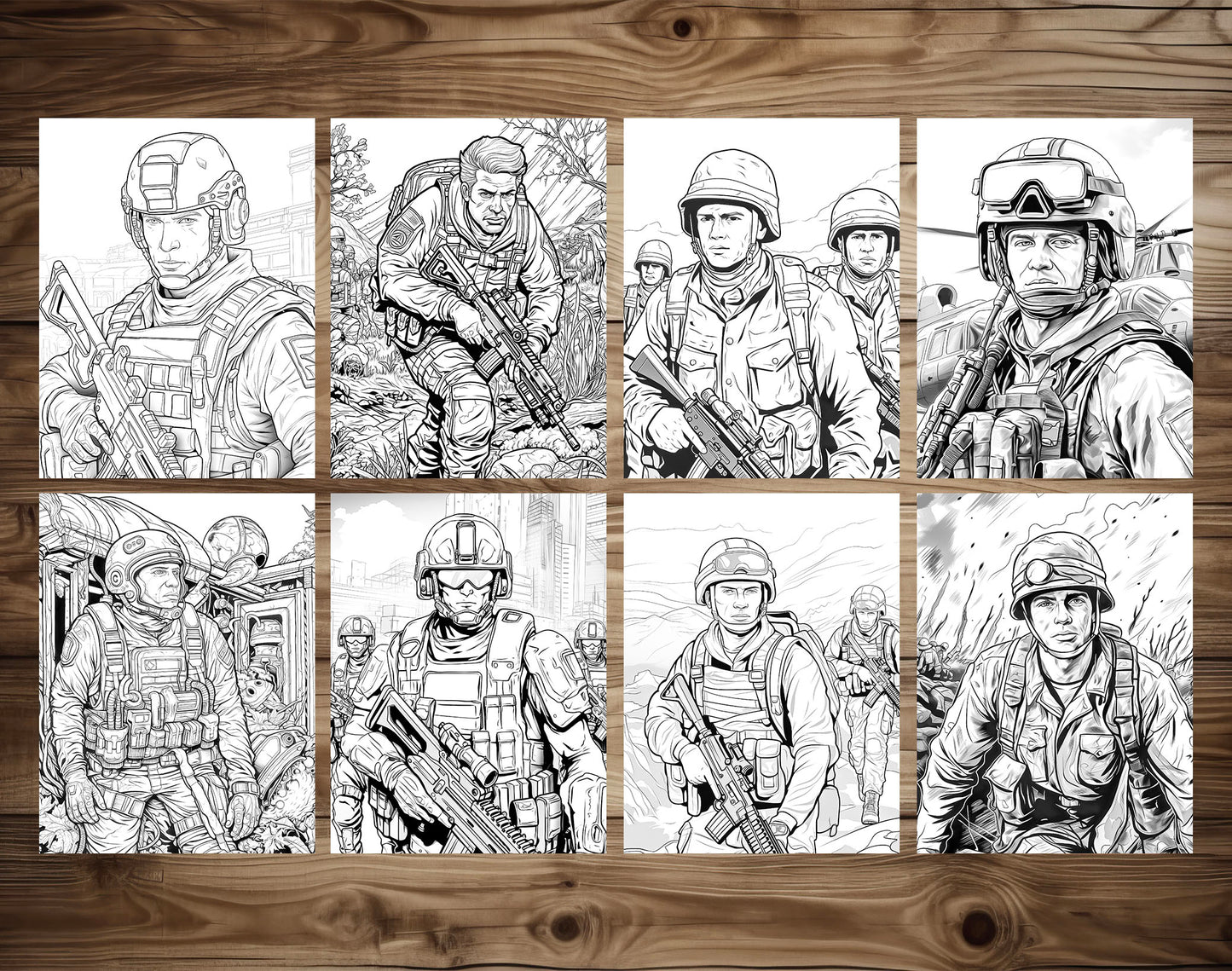 50 Soldier On The Battlefield Coloring Pages - Instant Download - Printable PDF