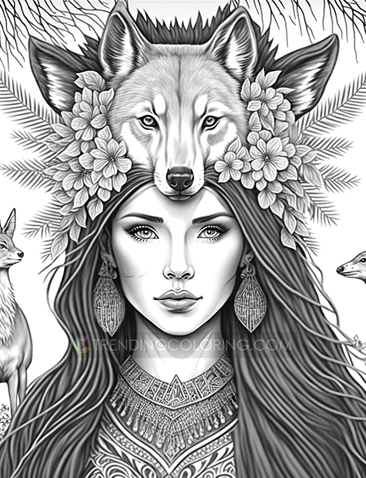 35 Boho Beauties Grayscale Coloring Pages - Instant Download - Printab ...