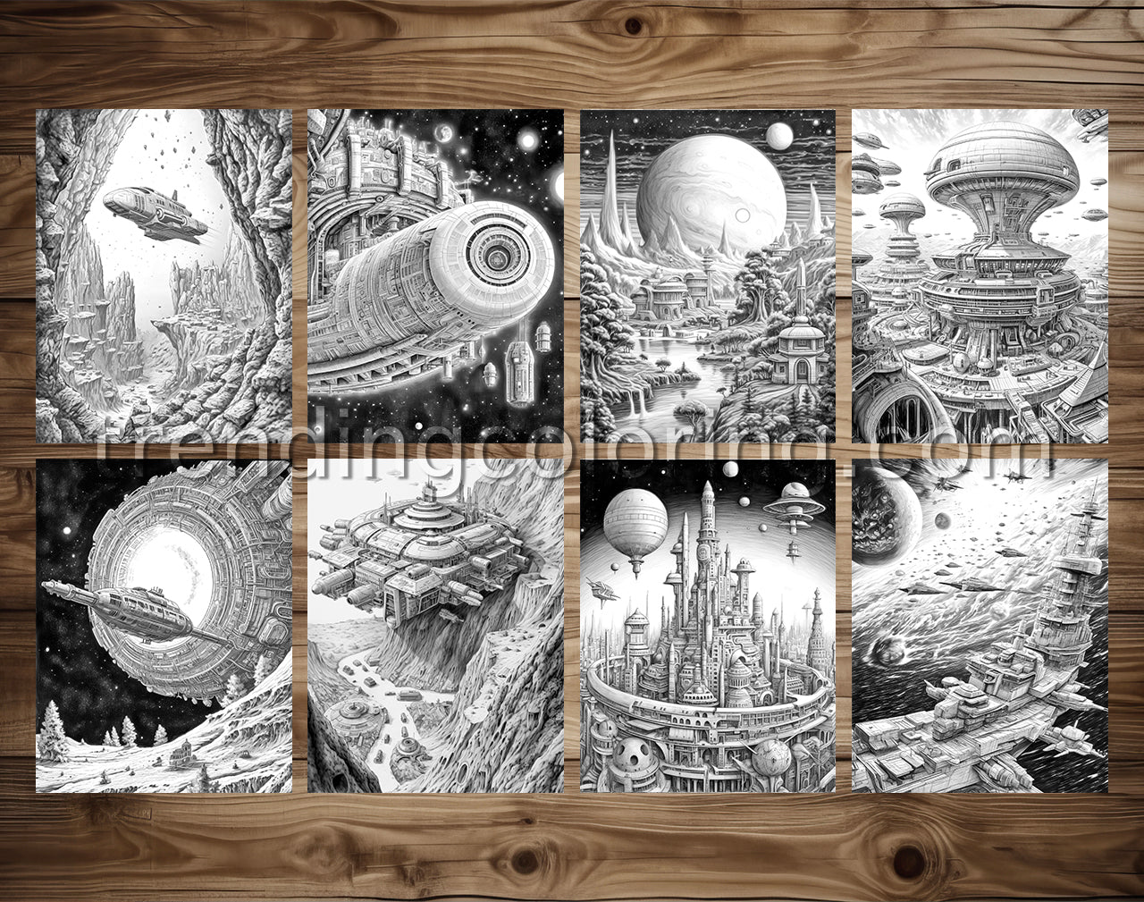 30 The Future of the Universe Grayscale Coloring Pages - Instant Download - Printable Dark/Light