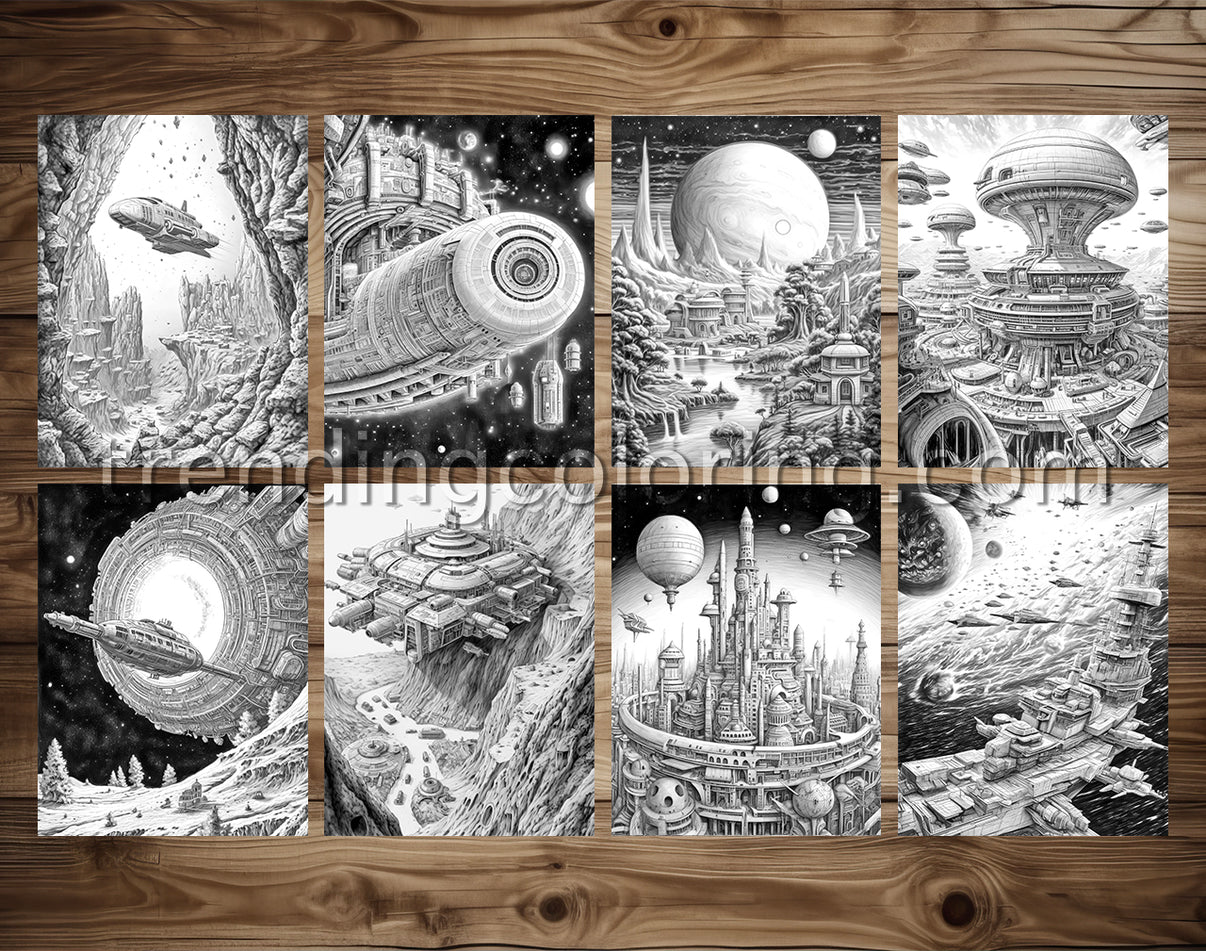 30 The Future of the Universe Grayscale Coloring Pages - Instant Downl ...