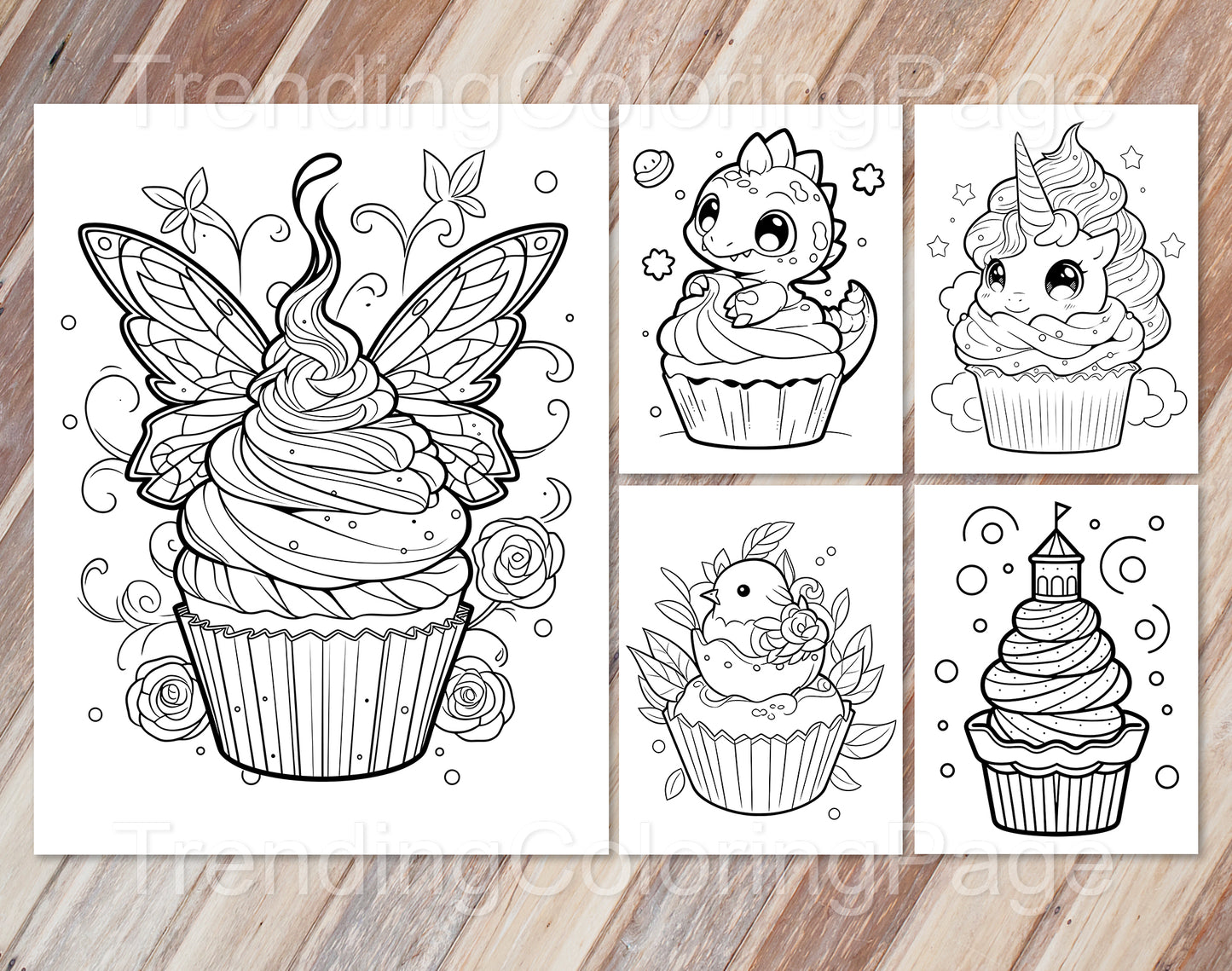 30 Adorable Cupcake Coloring Pages - Instant Download - Printable PDF – preview 2