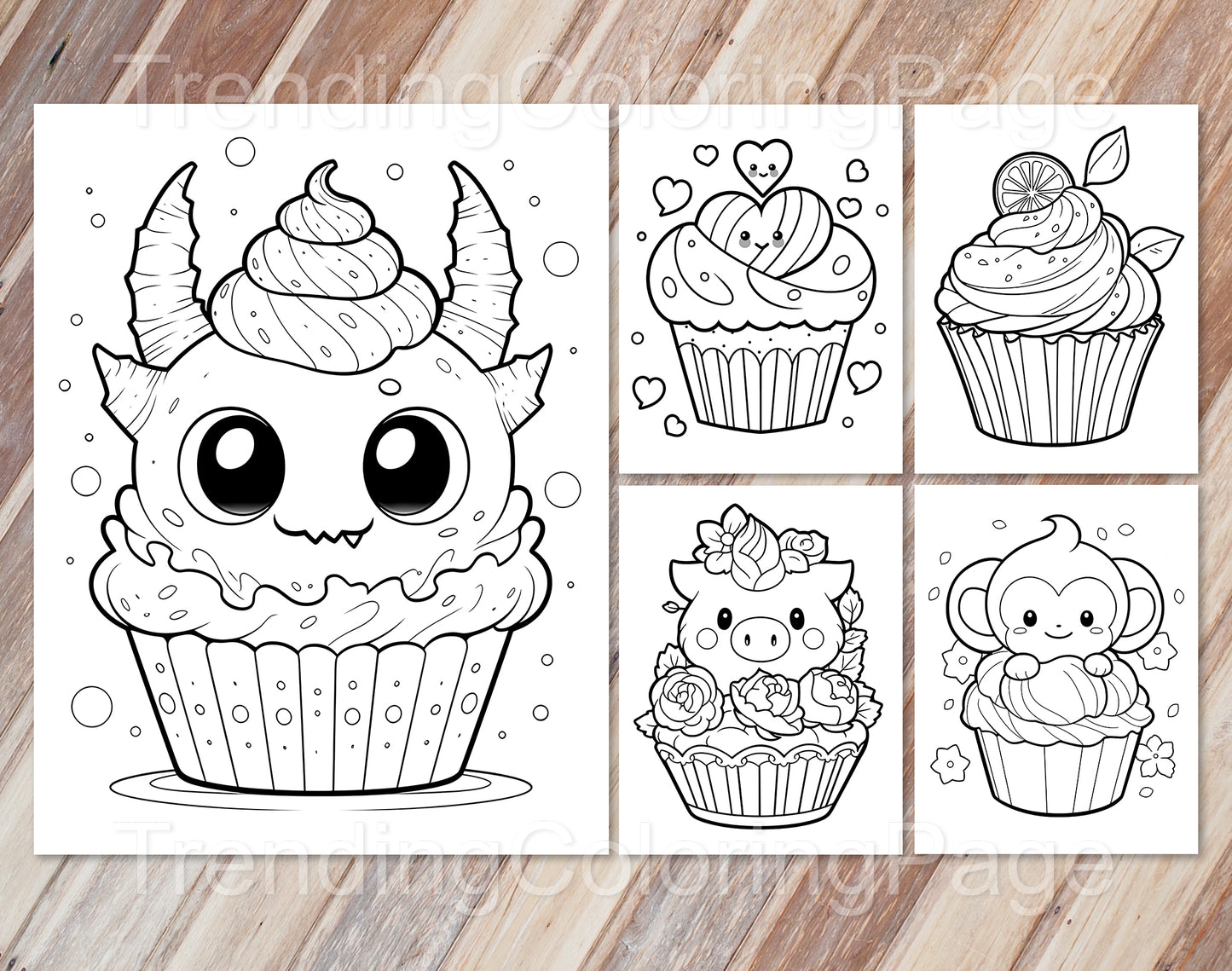 30 Adorable Cupcake Coloring Pages - Instant Download - Printable PDF – preview 4