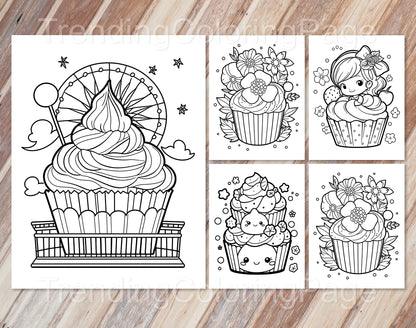 30 Adorable Cupcake Coloring Pages - Instant Download - Printable PDF – preview 6