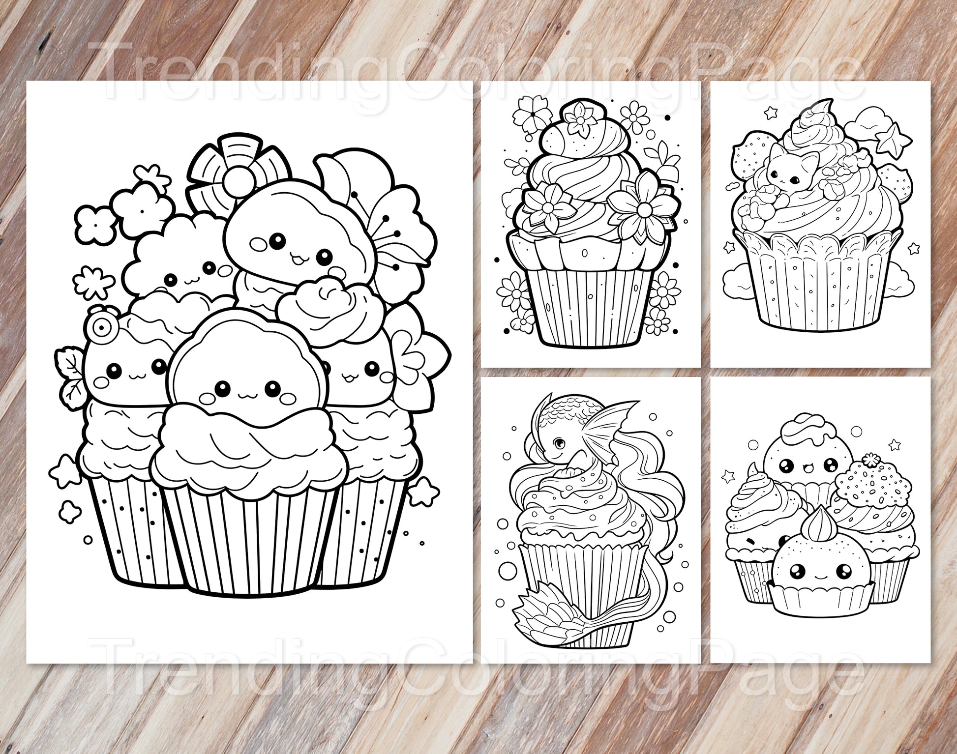 30 Adorable Cupcake Coloring Pages - Instant Download - Printable PDF – preview 7