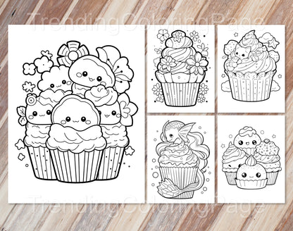 30 Adorable Cupcake Coloring Pages - Instant Download - Printable PDF – preview 7