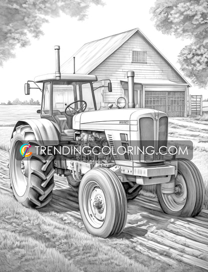 30 Country Farm Grayscale Coloring Pages - Instant Download - Printable PDF – preview 11