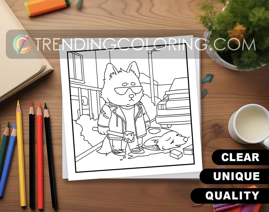 30 Cozy Crime Scenes 2 Cute and Simple Coloring Pages - PDF Download – preview 2