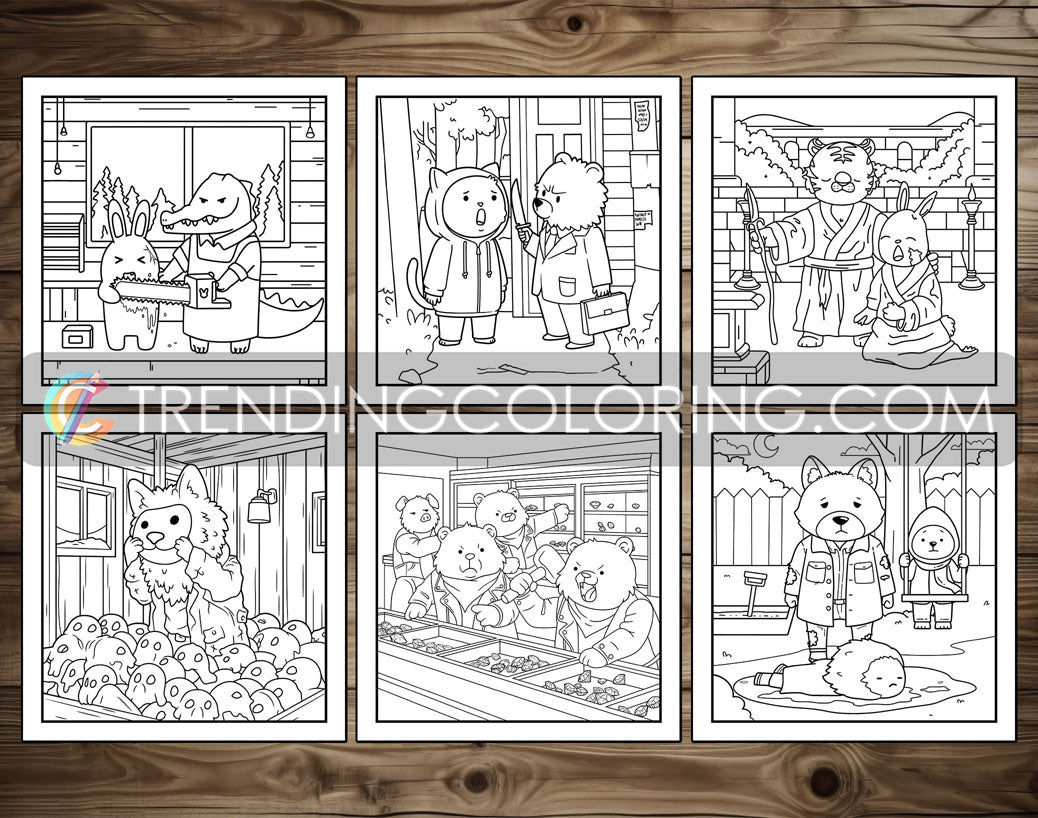 30 Cozy Crime Scenes 2 Cute and Simple Coloring Pages - PDF Download – preview 3