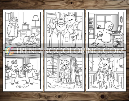 30 Cozy Crime Scenes 2 Cute and Simple Coloring Pages - PDF Download – preview 4