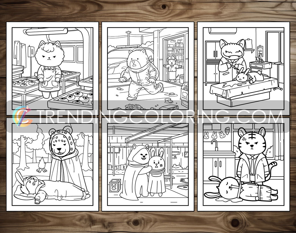 30 Cozy Crime Scenes 2 Cute and Simple Coloring Pages - PDF Download – preview 5