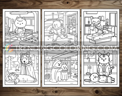 30 Cozy Crime Scenes 2 Cute and Simple Coloring Pages - PDF Download – preview 5