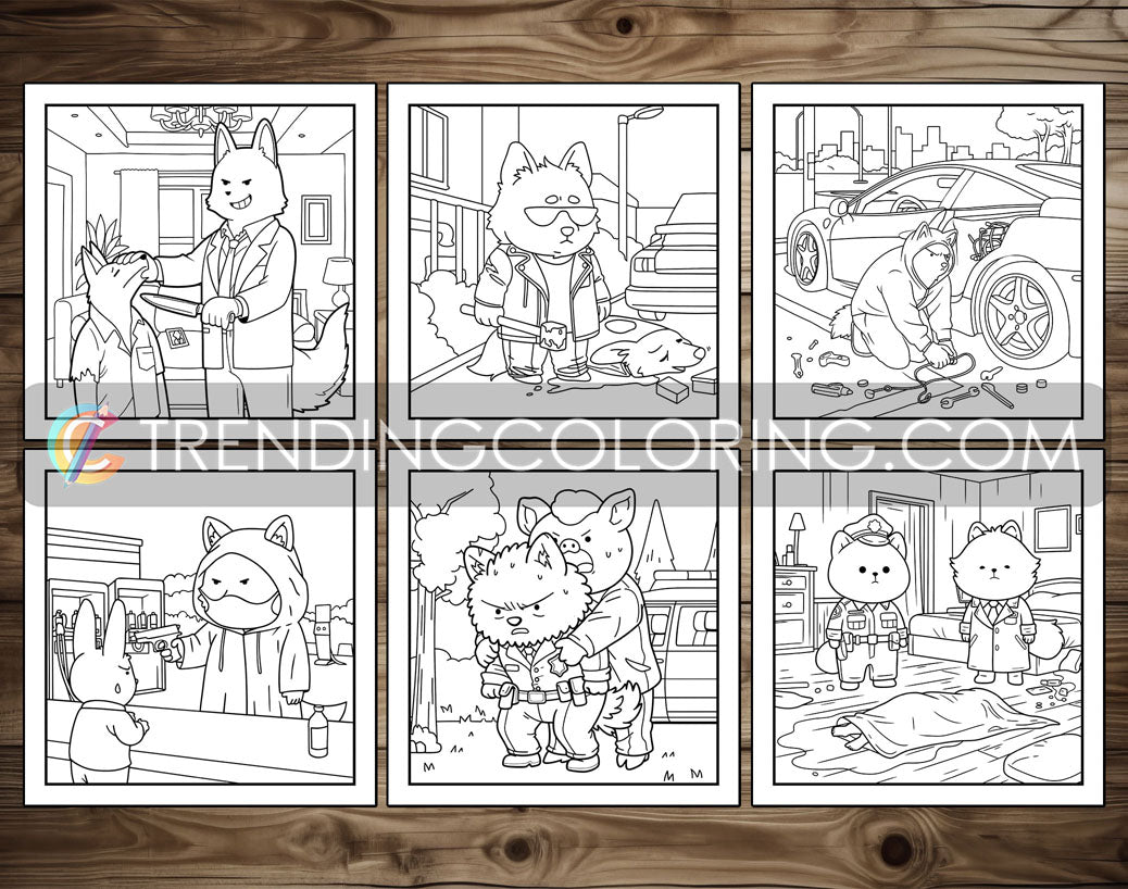 30 Cozy Crime Scenes 2 Cute and Simple Coloring Pages - PDF Download – preview 7