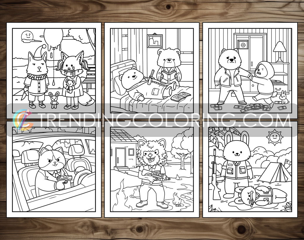 30 Cozy Crime Scenes 1 Cute and Simple Coloring Pages - PDF Download – preview 4