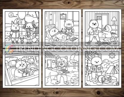 30 Cozy Crime Scenes 1 Cute and Simple Coloring Pages - PDF Download – preview 4