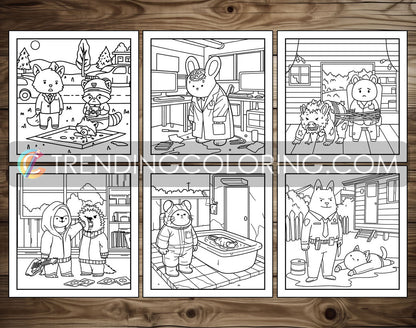 30 Cozy Crime Scenes 1 Cute and Simple Coloring Pages - PDF Download – preview 5