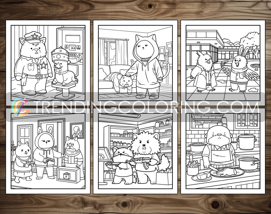 30 Cozy Crime Scenes 1 Cute and Simple Coloring Pages - PDF Download – preview 6
