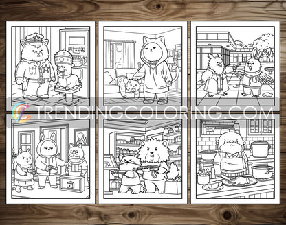 30 Cozy Crime Scenes 1 Cute and Simple Coloring Pages - PDF Download – preview 6