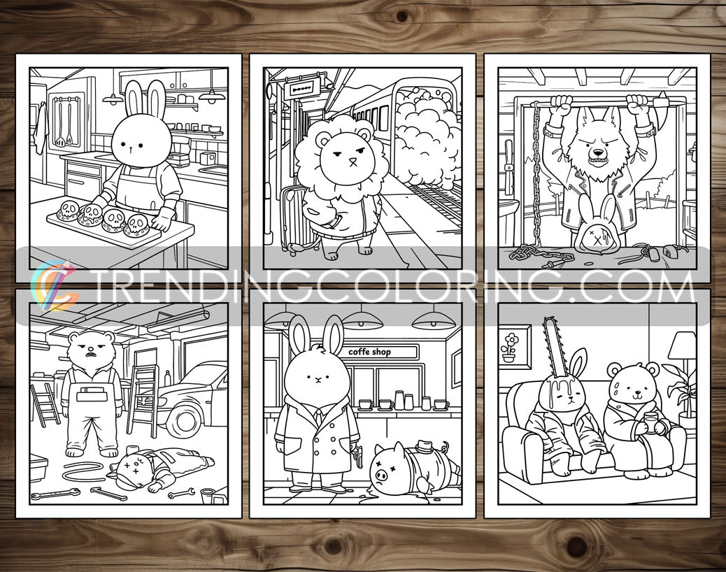 30 Cozy Crime Scenes 1 Cute and Simple Coloring Pages - PDF Download – preview 7