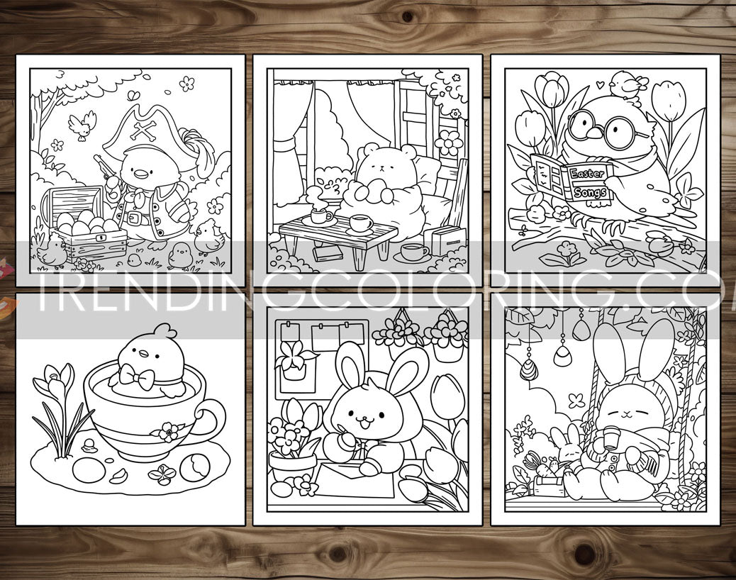 30 Cozy Easter Cute and Simple Coloring Pages - PDF Download – preview 3