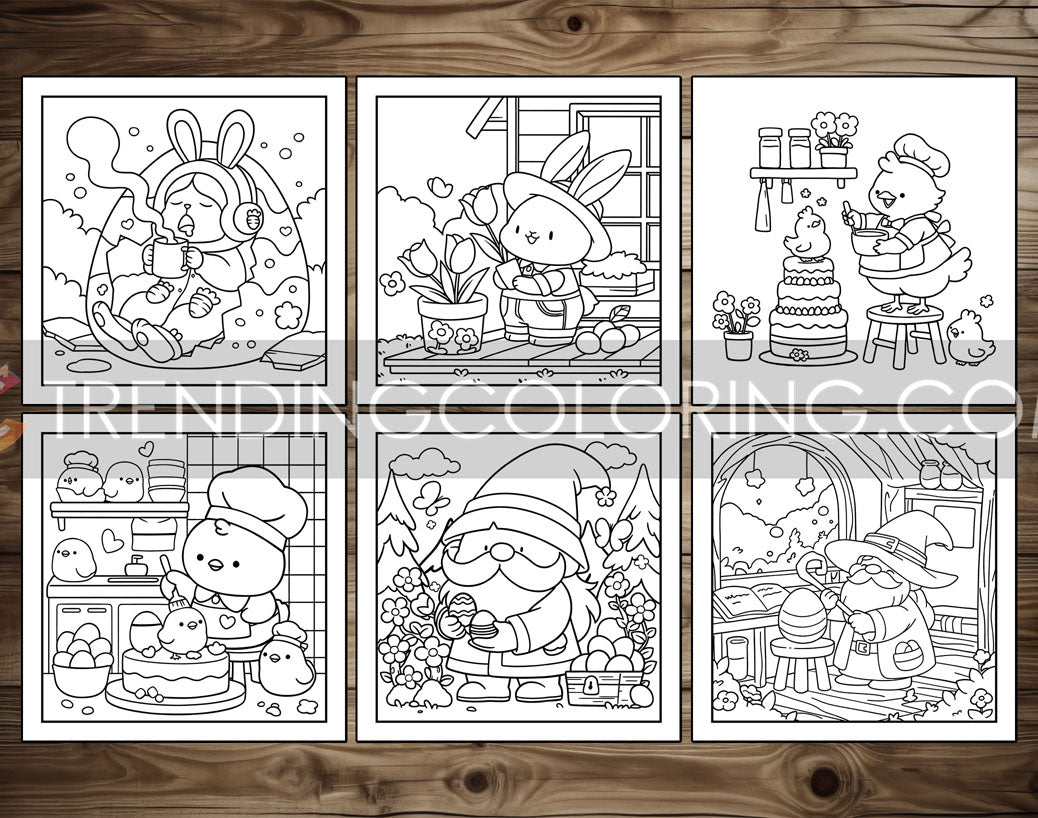30 Cozy Easter Cute and Simple Coloring Pages - PDF Download – preview 4