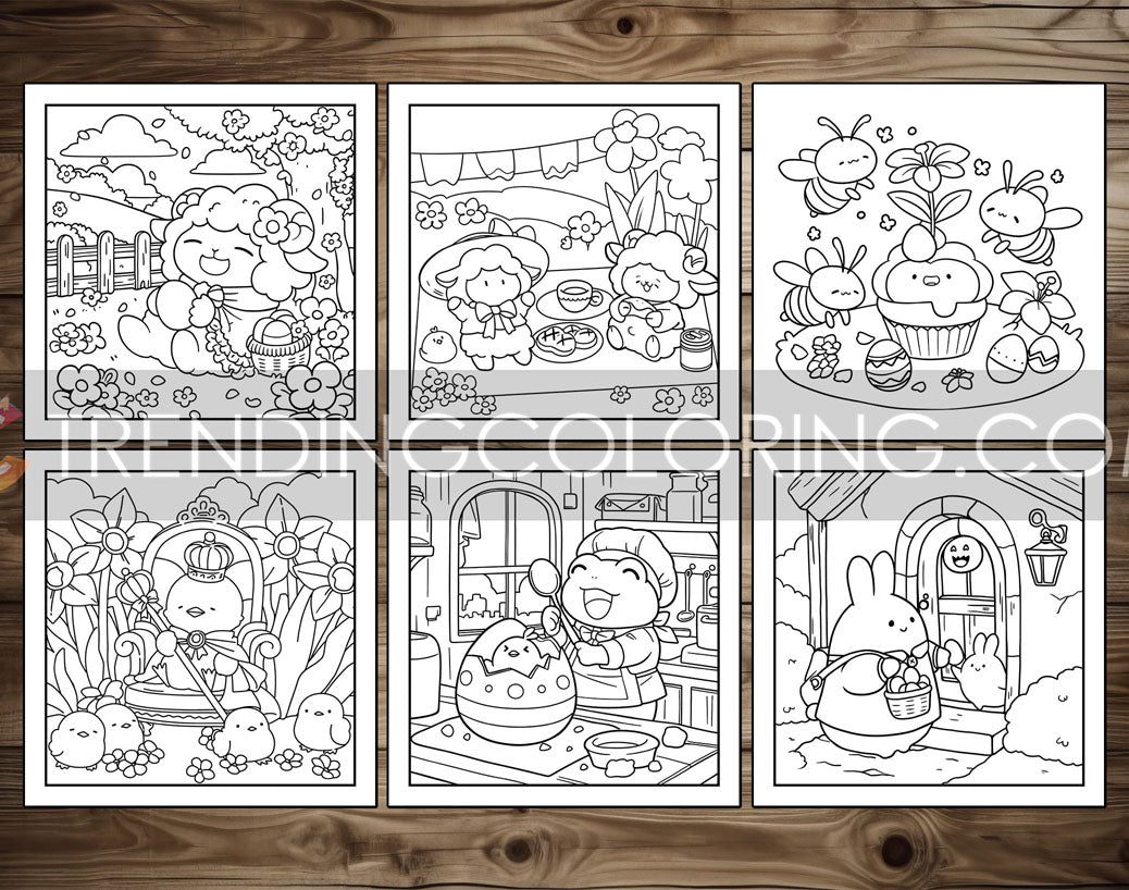 30 Cozy Easter Cute and Simple Coloring Pages - PDF Download – preview 5