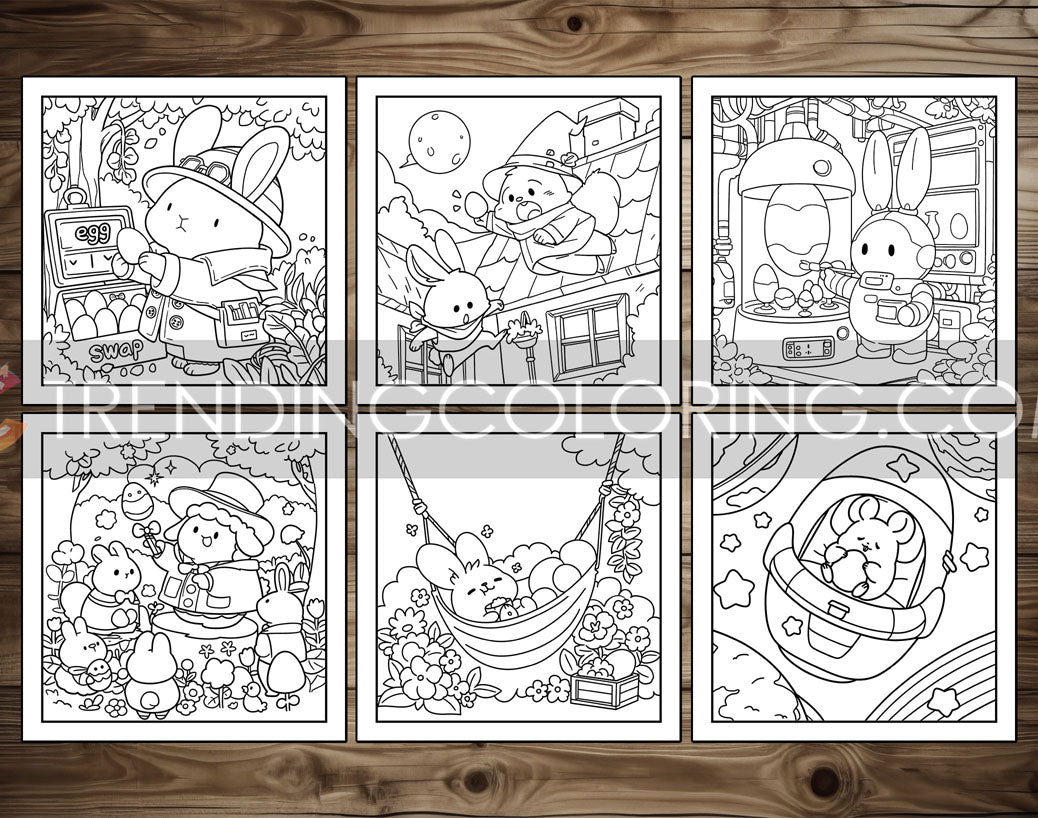30 Cozy Easter Cute and Simple Coloring Pages - PDF Download – preview 6