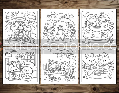 30 Cozy Easter Cute and Simple Coloring Pages - PDF Download – preview 7