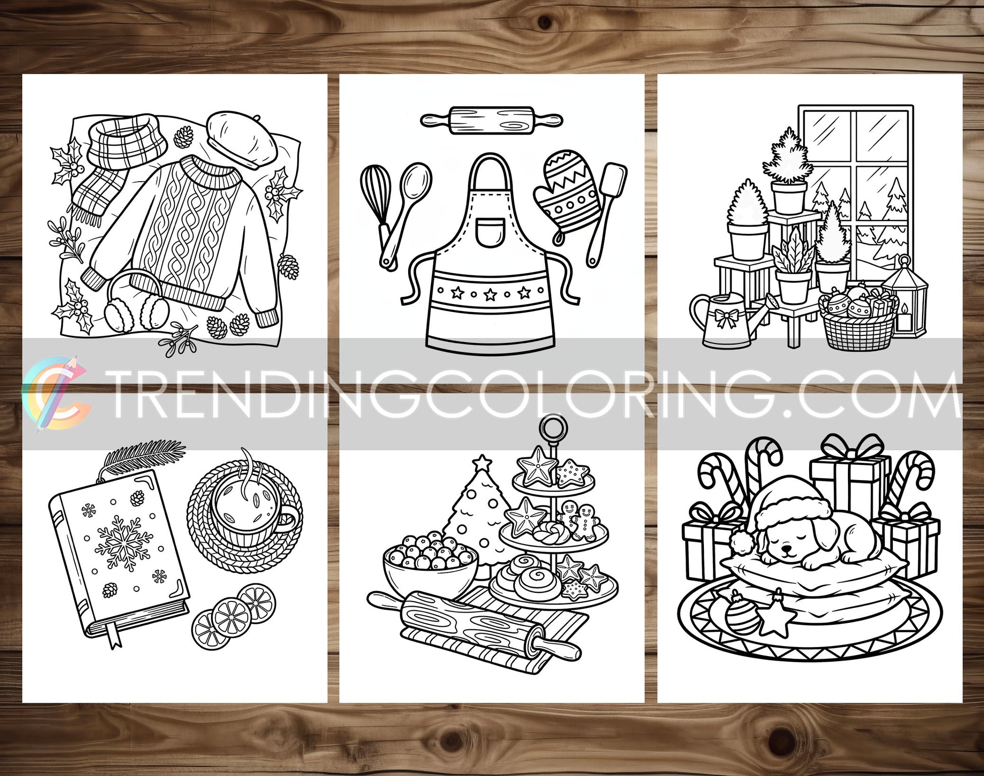 30 Cozy Girl Christmas 2 Cute and Simple Coloring Pages - PDF Download – preview 3