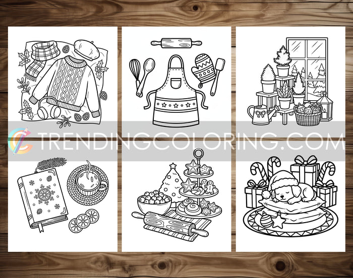 30 Cozy Girl Christmas 2 Cute and Simple Coloring Pages - PDF Download