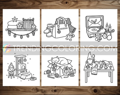 30 Cozy Girl Christmas 2 Cute and Simple Coloring Pages - PDF Download – preview 6