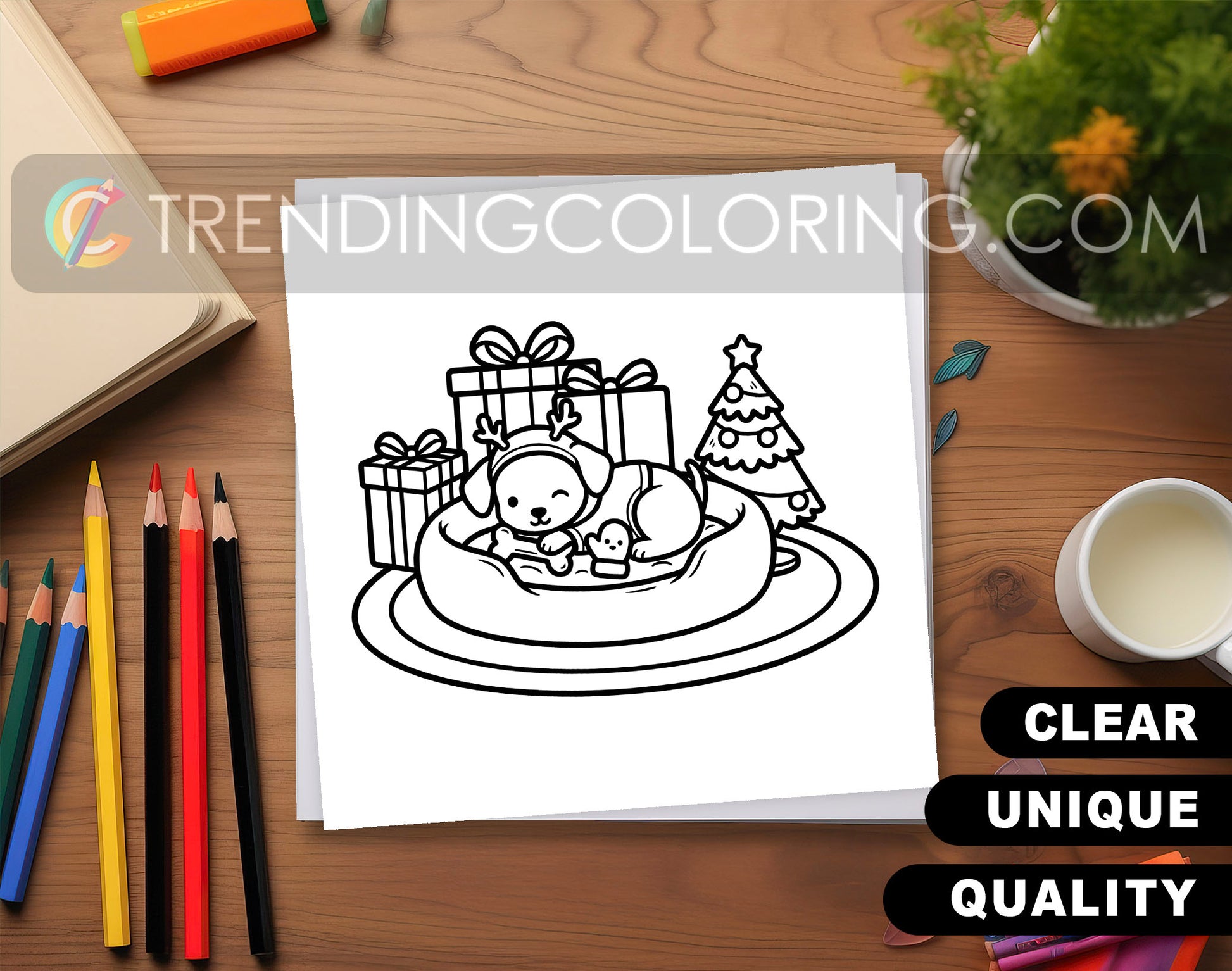 30 Cozy Girl Christmas Cute and Simple Coloring Pages - PDF Download – preview 2