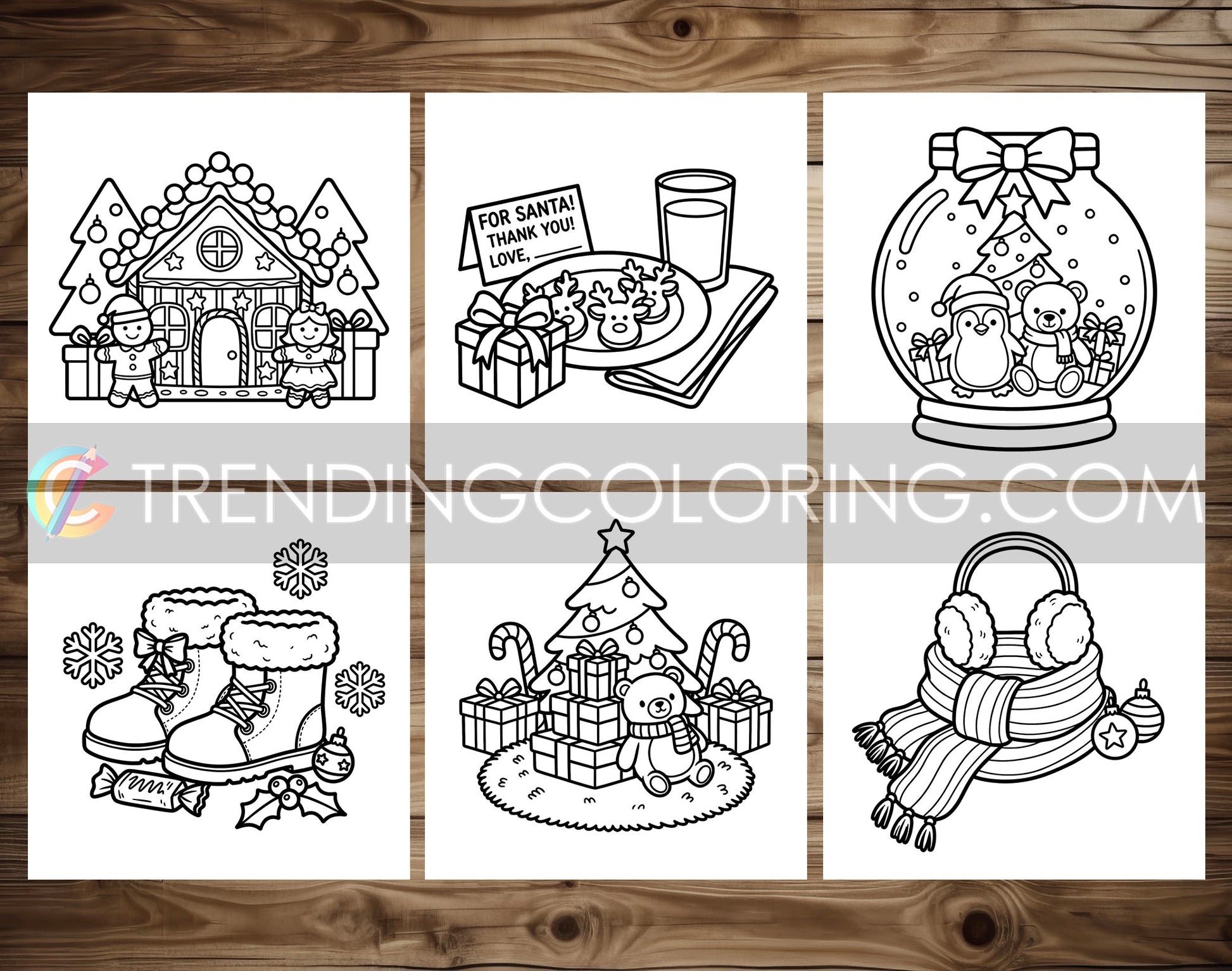 30 Cozy Girl Christmas Cute and Simple Coloring Pages - PDF Download – preview 3