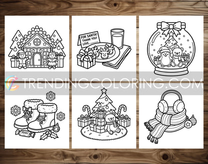 30 Cozy Girl Christmas Cute and Simple Coloring Pages - PDF Download – preview 3